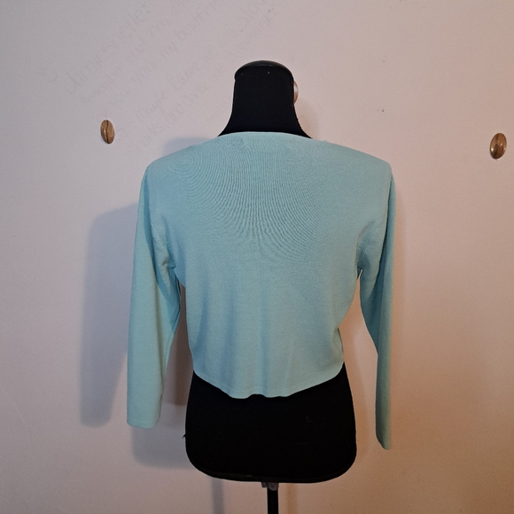Cozy Aqua Cardigan by Madison Leigh Petite Size 10.. Detailed Embellishments - Picture 4 of 8